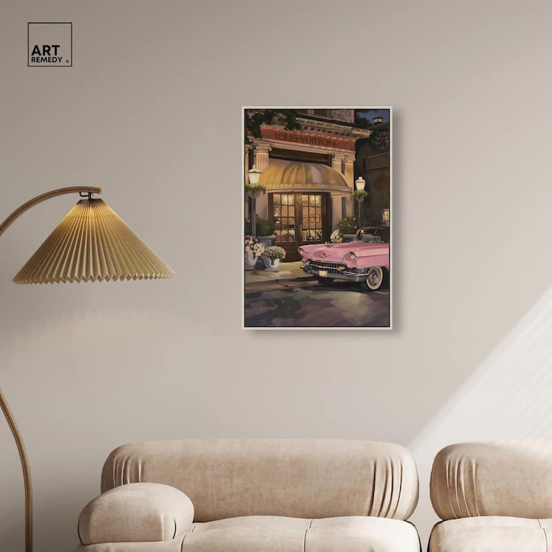 Classic Car Store Visit Canvas by Art Remedy