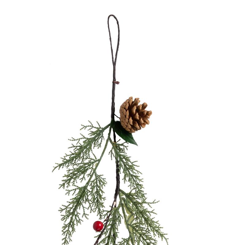 Pre-Lit B/O Pinecone, Berry and Leaf Christmas Garland - 4.5' - Warm White Lights