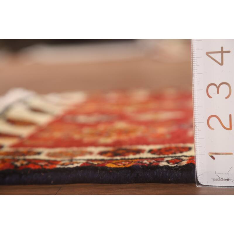 Red Shiraz Persian Vintage Square Rug Handmade Wool Carpet - 2'1" x 1'10"