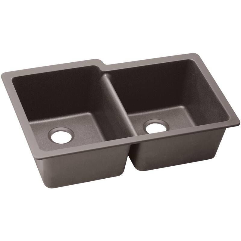 Elkay Quartz Classic 33" x 20-1/2" x 9-1/2", Offset Double Bowl Undermount Sink