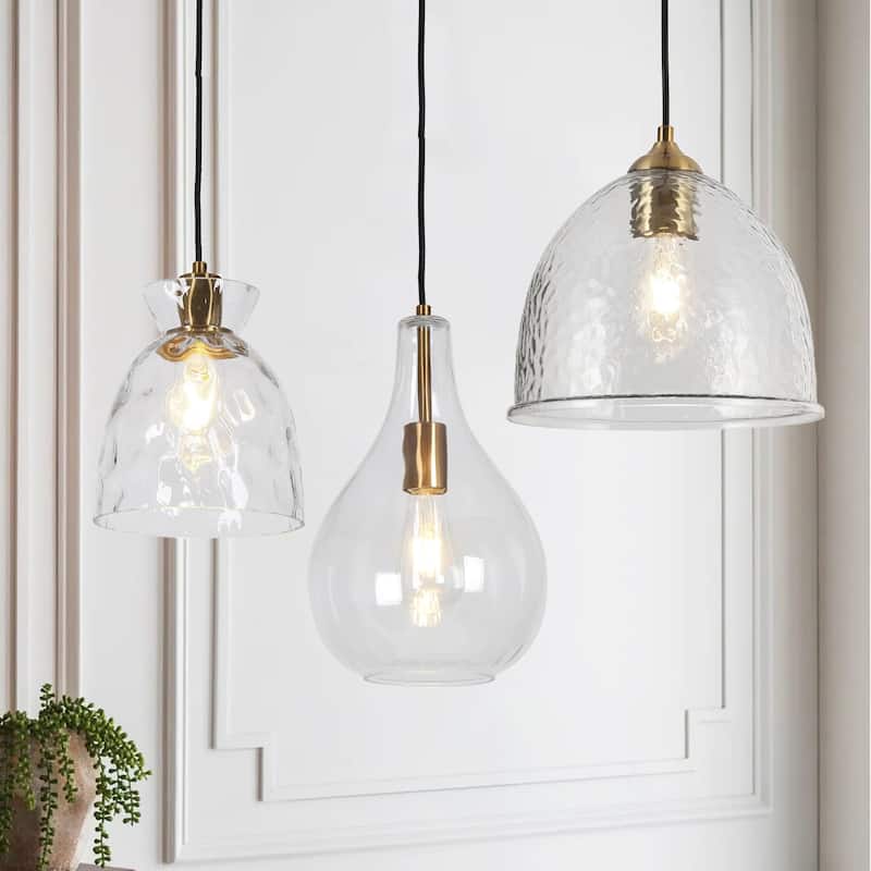 Marsie Modern Hammered Glass Pendant Light Contemporary Art Kitchen Island Ceiling Lamp