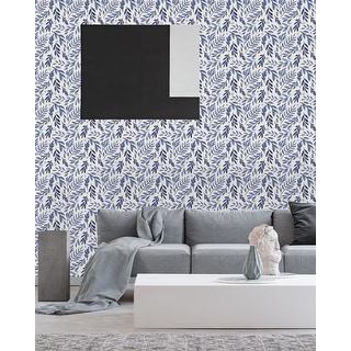 Hand Painted Leaves Peel and Stick Wallpaper - Overstock - 32616801