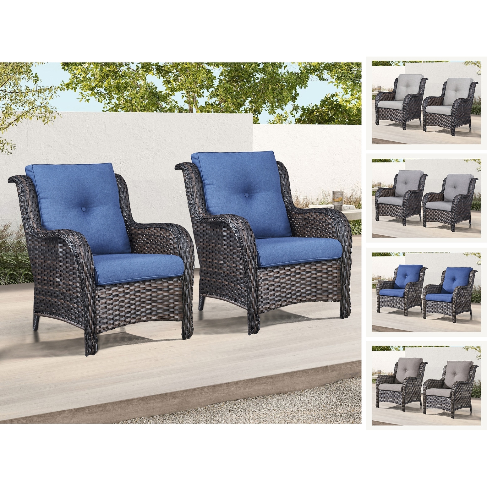 Gymojoy Outdoor Furniture Set Patio Wicker Chairs Set of 2