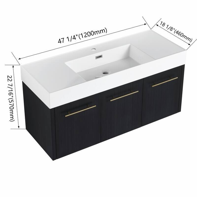 Wall-Mounted Bathroom Vanity with Thick-Edged Resin Basin Sink