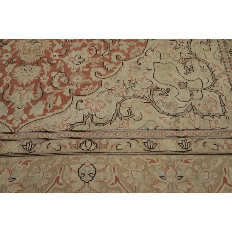 Hand Knotted Oriental 100% Wool Carpet Traditional Floral Oranges & Rust Kerman Area Rug - 12' 4'' X 9' 5''