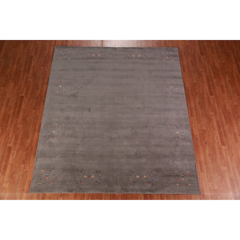 Tribal Gabbeh Indian Area Rug Hand-Knotted Bedroom Wool Carpet - 8'5" x 9'9"