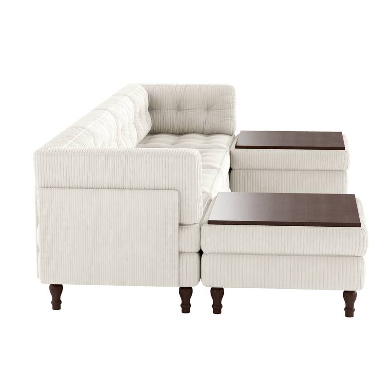 Oversized Modular Sectional Corduroy Fabric Tufted Sofa