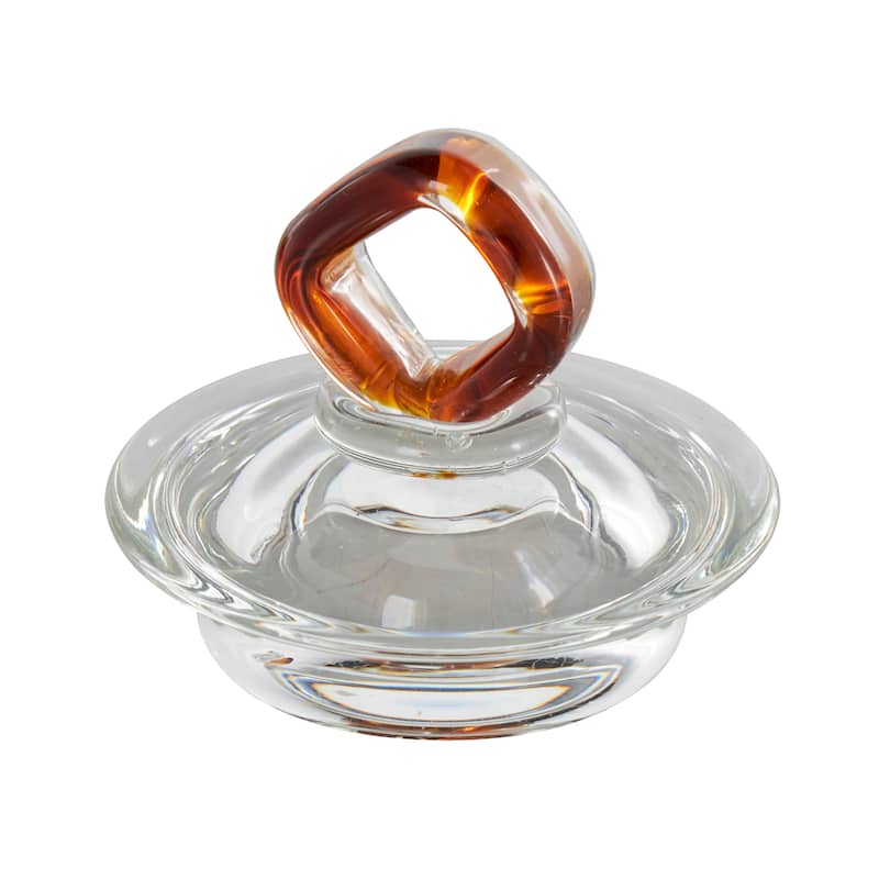 Orange or Dark Blue Glass Faceted Ombre Geometric Decorative Jars with Diamond Knobs (Set of 2)