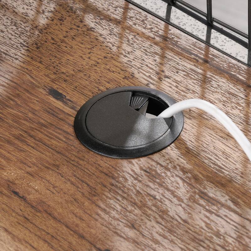 Engineered Wood Industrial L-Shaped Desk with 2 Drawers and Shelves, Brown