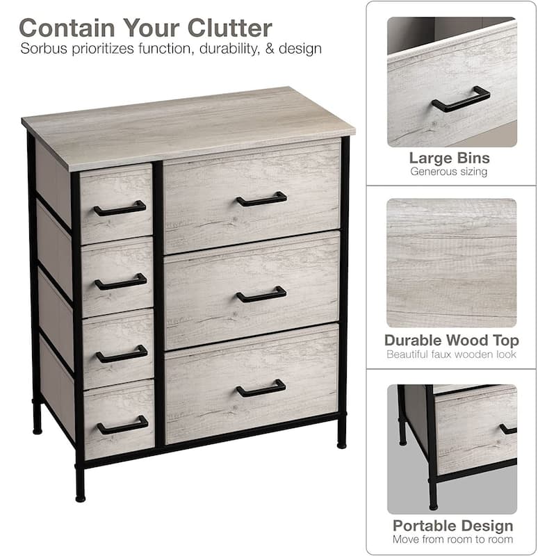 Dresser w/ 7 Drawers - Furniture Storage Tower Unit for Home, Bedroom