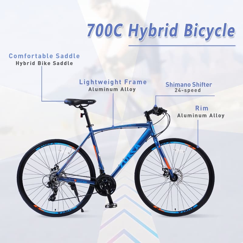 24 Speed Hybrid Bike Disc Brake 700C for men women's City Bicycle