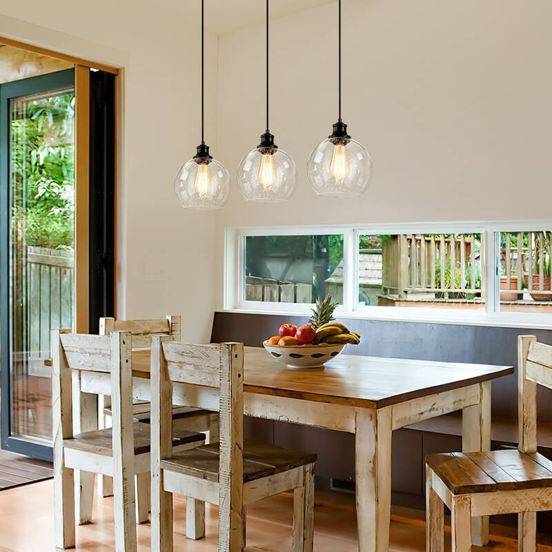 Starsky 3/5 Light Modern Linear Chandelier Cluster Kitchen Island Light with Glass Globe Shade