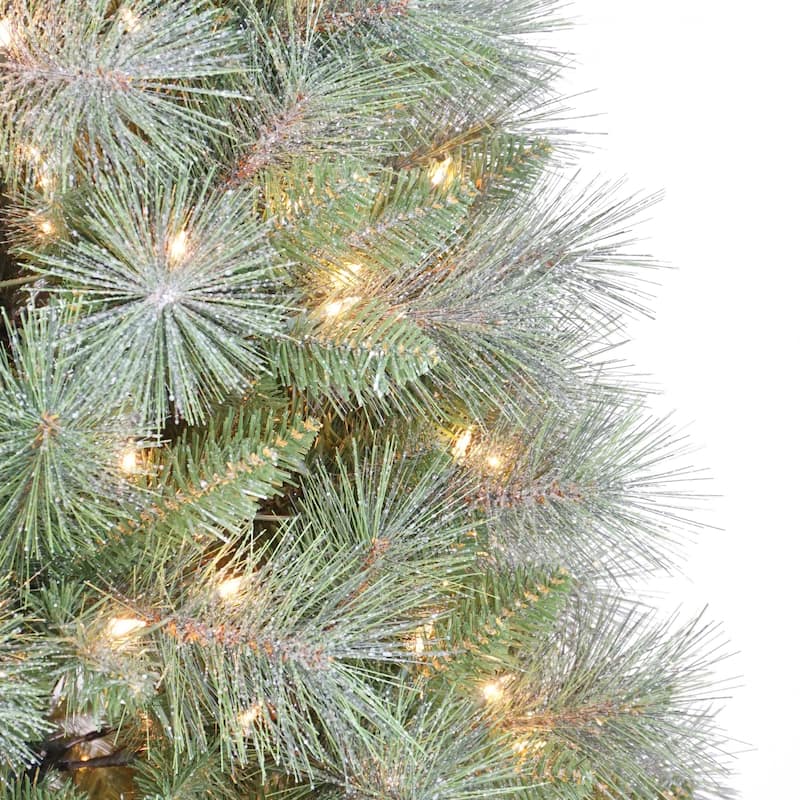 7.5' Pre-lit Dark Green PVC/Hardneedle Tree
