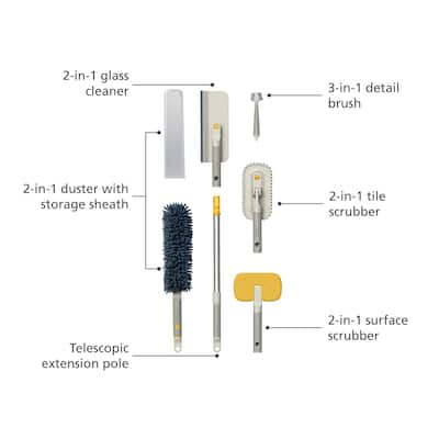 Joseph Joseph CleanTech 6-piece Deep Cleaning Set with Extension Pole