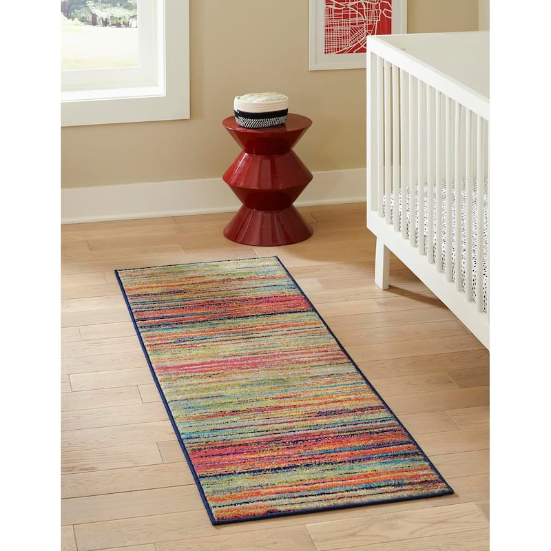 Contemporary Chorisia Collection Area Rug - 2'11"x12' - Multi
