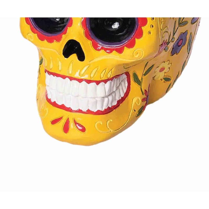 Yellow Floral Sugar Skull Decorative Figure Figurine