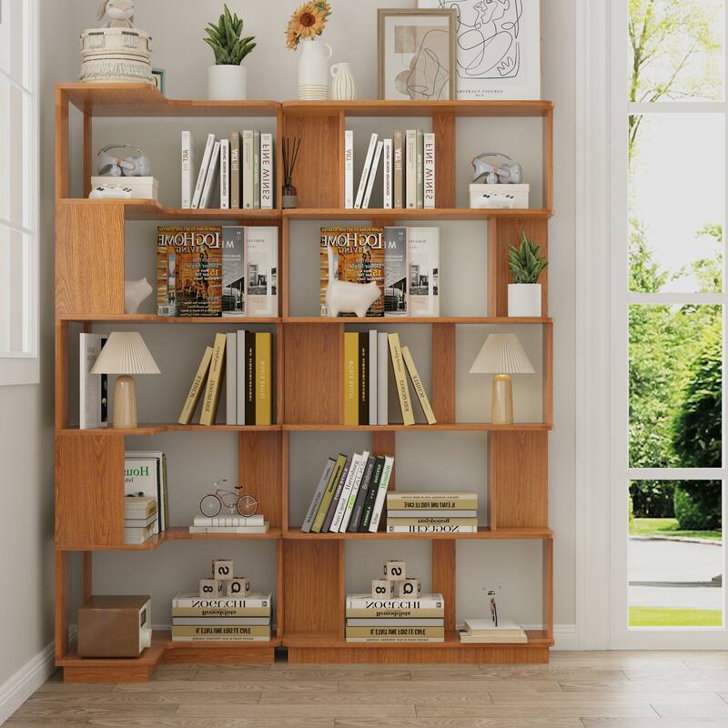 Set Of 2 Free Combination Bookcase Space Saving Corner Bookshelf, L Shaped Bookcase X 1 + I Shaped Bookcase X 1