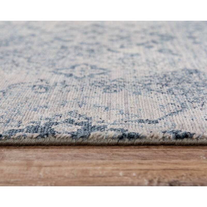 Alora Decor Intrepid Grey, Beige, and Blue Distressed Classical Wool Rug