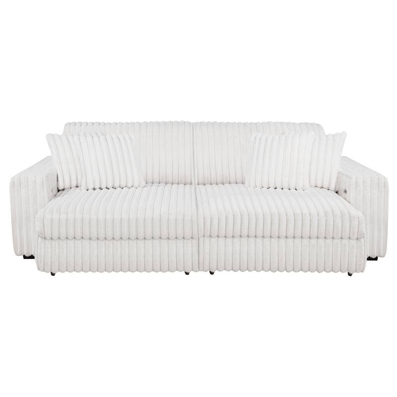 Jacana Corduroy Upholstered Dual Power Chaise Sofa