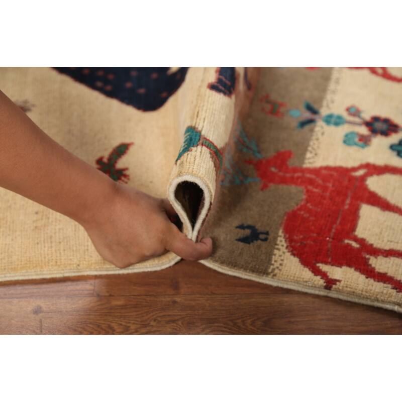 Animals Design Kazak Accent Rug Hand-Knotted Wool Carpet - 2'1"x 2'10"