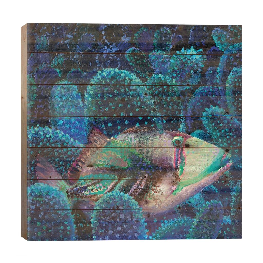 Pull The Trigger Print On Wood by Iris Scott - Multi-Color