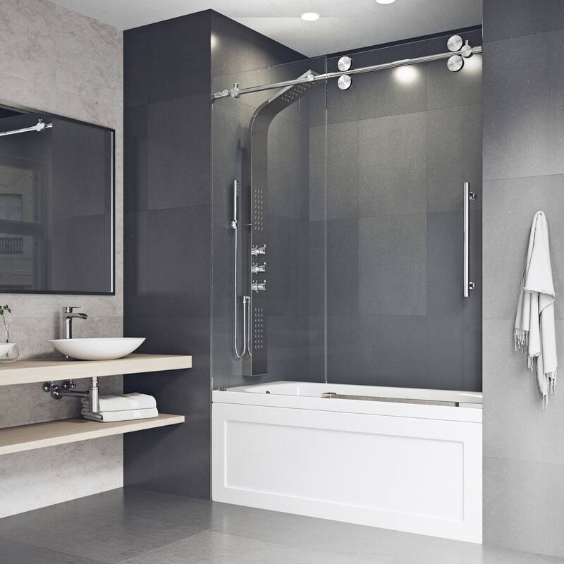 VIGO Elan 56" to 60" W x 66" H Frameless Sliding Tub Door