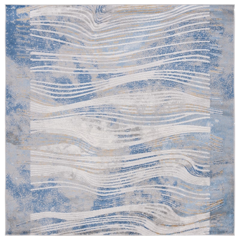 SAFAVIEH Palma Cosette Modern Abstract Rug - 6'7" Square - Beige/Blue