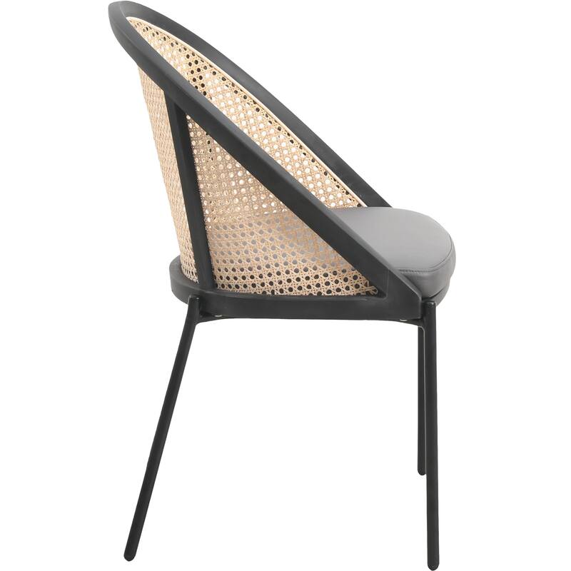 Urbane Modern Stylish Dining Chair with Vinyl Fabric Seat and Wicker Back for Dining Room & Kitchen, Set of 4