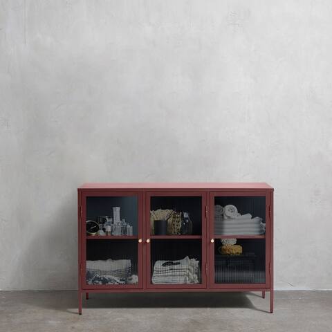 Rye Studio Brianne Modern Metal & Glass 3-Door Sideboard