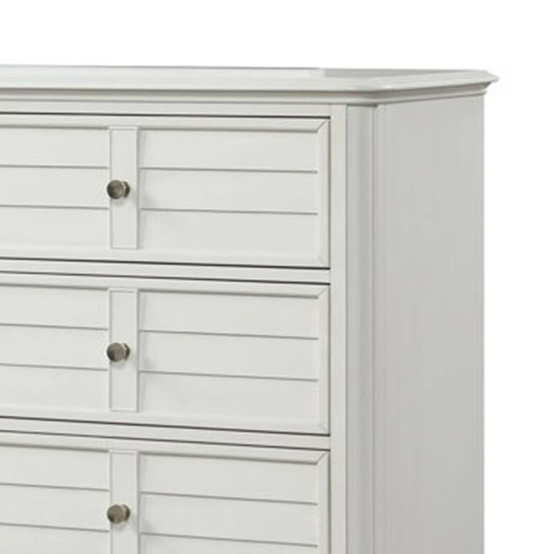 Kyna Wide Dresser, 6 Drawers, Classic Antique White Solid Wood