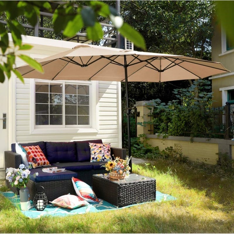 MAISON ARTS 13-Ft Twin Outdoor Market Crank with Double-Sided Design-image