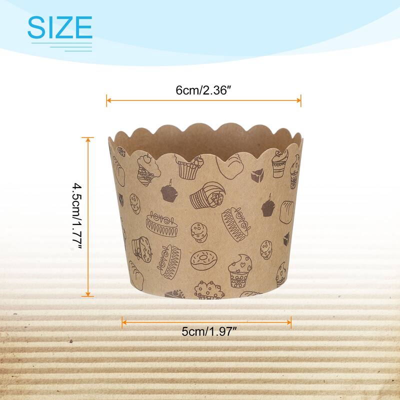100Pcs Paper Baking Cup Brown Kraft Paper Muffins Liner Cupcake Small Cake - Small