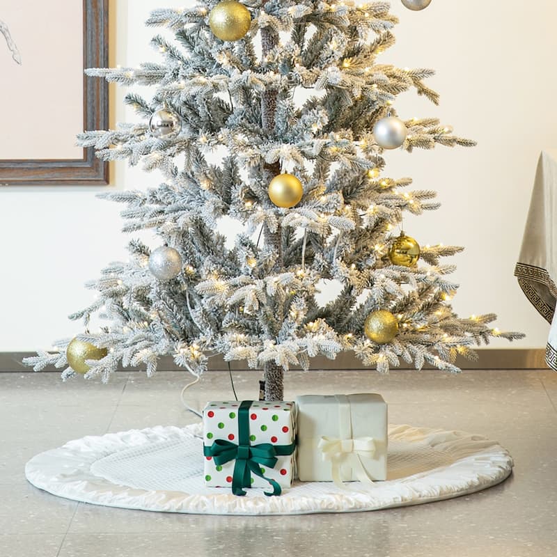 Glitzhome 48"D or 60"D White Soft Plush Christmas Tree Skirts
