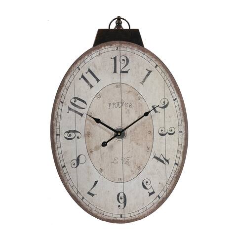 A&B Home Thaddeus 29-inch Antique White Oval Wall Clock