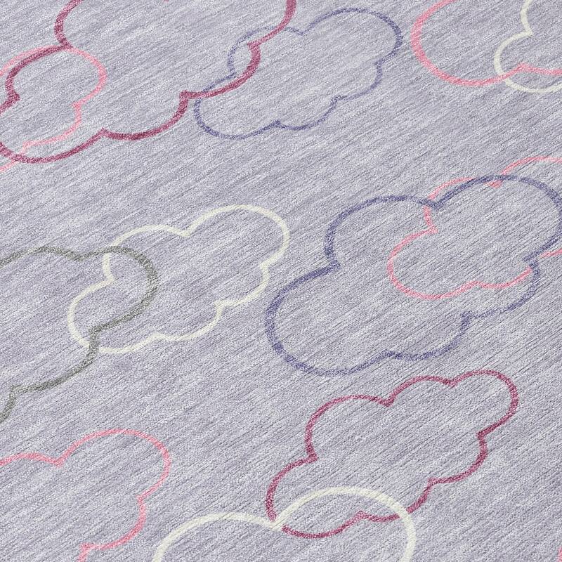 Machine Washable Indoor/ Outdoor Modern Clouds Chantille Rug