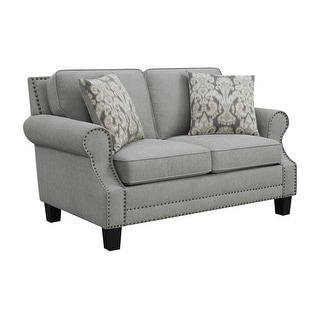 Coaster Furniture Sheldon Grey Upholstered Loveseat with Rolled Arms
