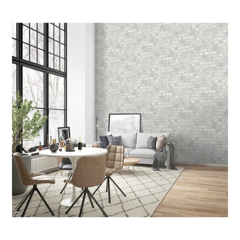 Brewster Princess Street Grey Brick Wallpaper - 20.5 x 396 x 0.025
