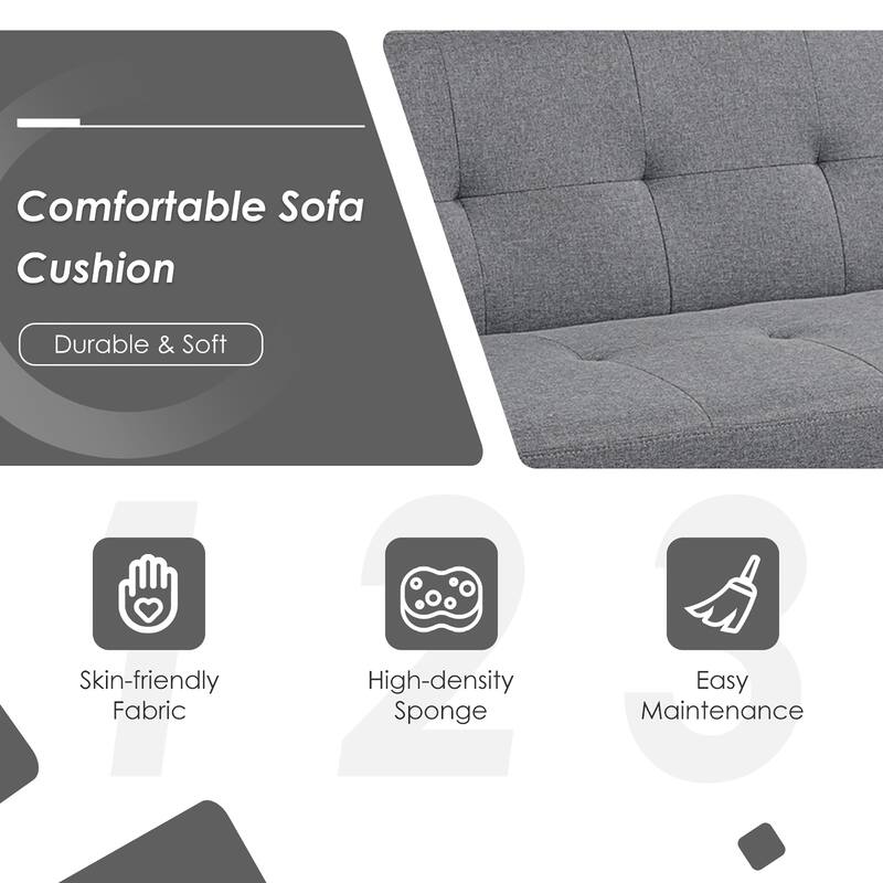 Costway Convertible Futon Sofa Bed Folding Recliner w/USB Ports&Power