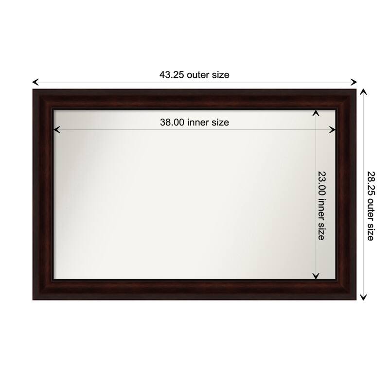 Coffee Bean Brown Framed Non-Beveled Custom Wall Mirror, Bathroom Vanity Mirror - Outer Size: 43.25 x 28.25