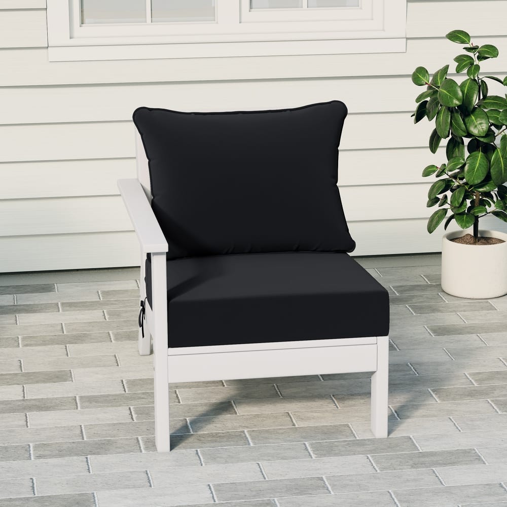 Birchwood All Weather HDPE Outdoor Patio Deep Seating White Left Arm Facing Chair With Cushions (1-Piece)
