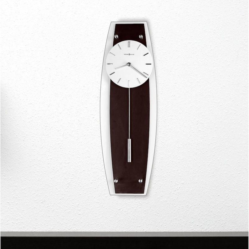 Howard Miller Cyrus Chic, Sleek, Contemporary Modern, Transitional Style Wall Clock with Pendulum, Reloj De Pared - Brown/White