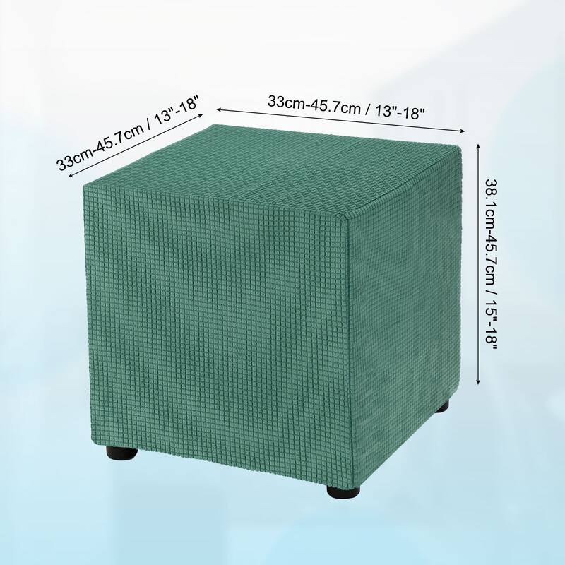 Square Ottoman Cover 18x18x18 inch Polyester Ottoman Slipcovers - Green
