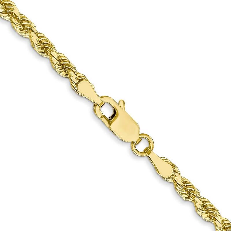 Curata 10k Yellow Gold Solid 7" or 8" 3mm Sparkle Cut Rope Chain Bracelet