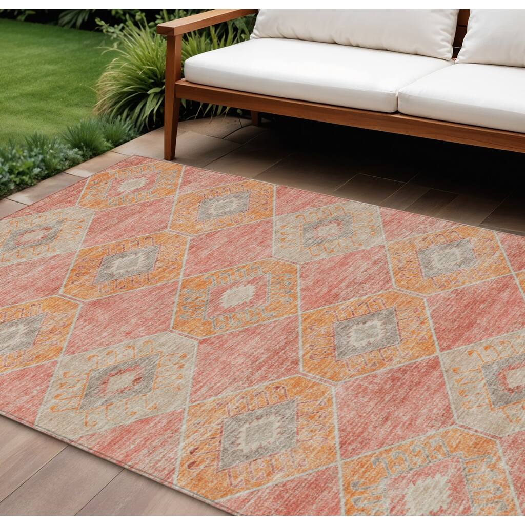 HomeRoots Aztec Transitional Rectangle Outdoor Rug
