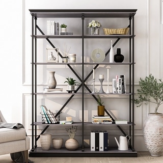 Marcin Transitional 58-inch 5-Shelf Metal Bookcase by Furniture of America