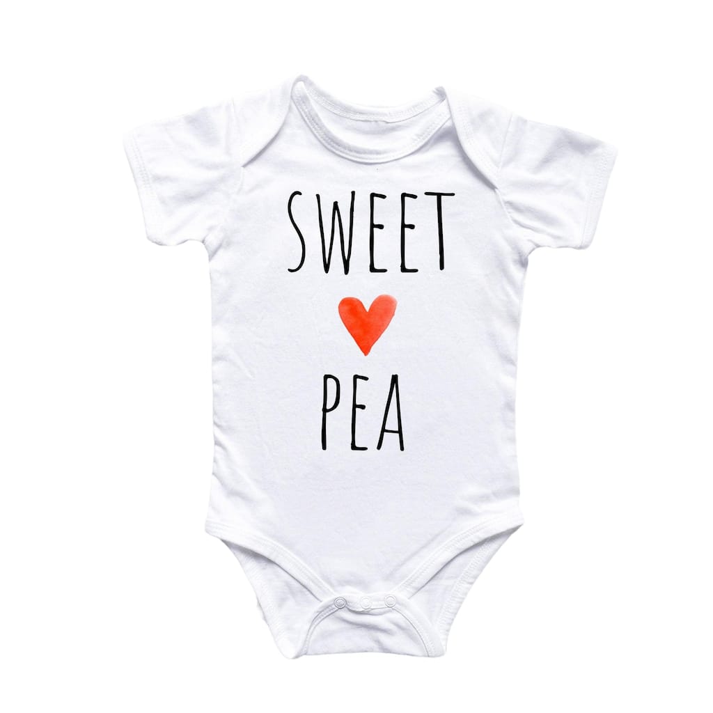 Sweet Pea Heart - Baby Boy Girl Clothes Infant Bodysuit Funny Cute Newborn