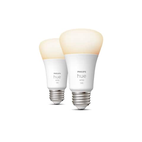 Philips Hue White A19 Bluetooth 75W Smart LED Bulbs (2-pack), White