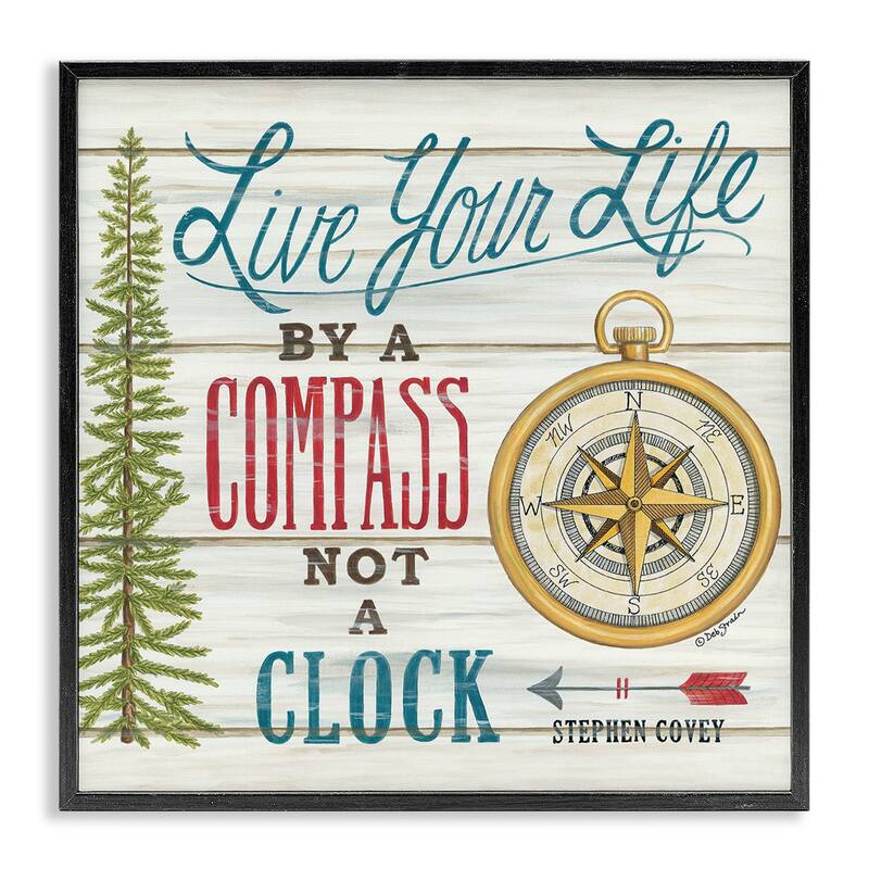 Stupell Rustic Live Your Life by Compass Adventure Quote Framed Wall Art,12x12 - 17 x 17 - Black
