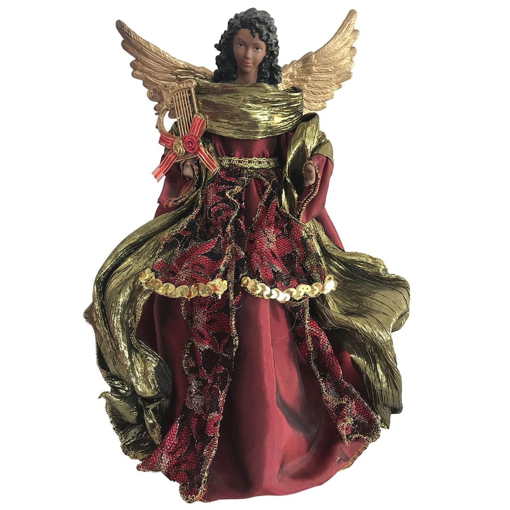 African American Angel Christmas Tree Topper - 16" - Unlit