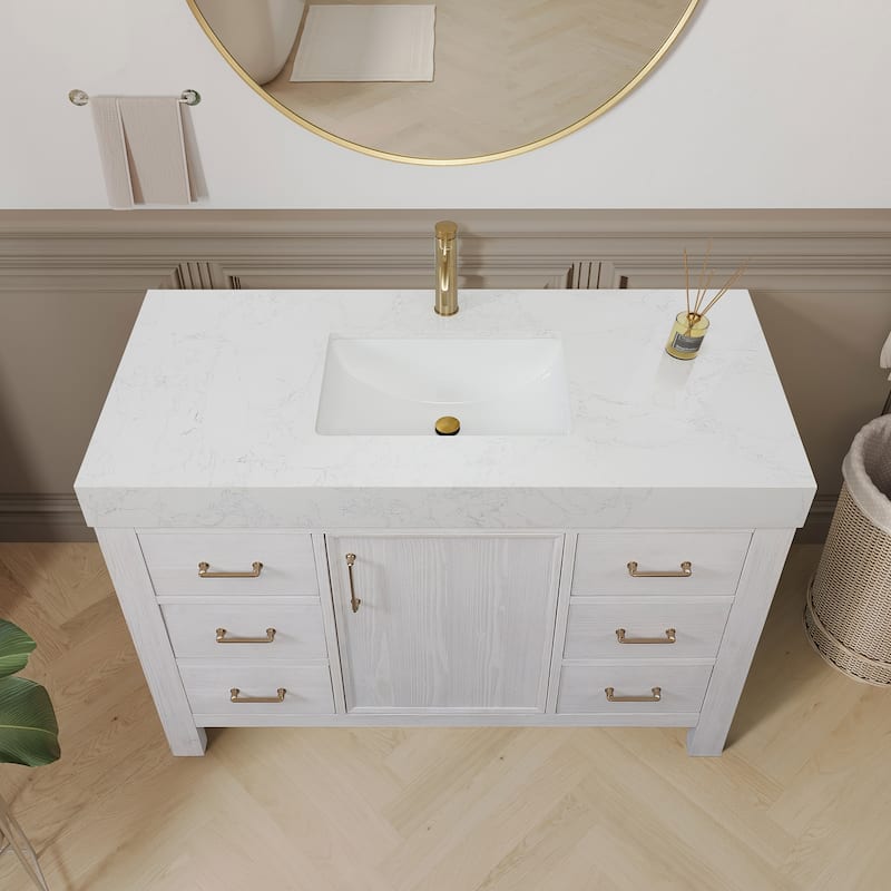 Leon 48 in. Single Bathroom Vanity with Composite Stone Top